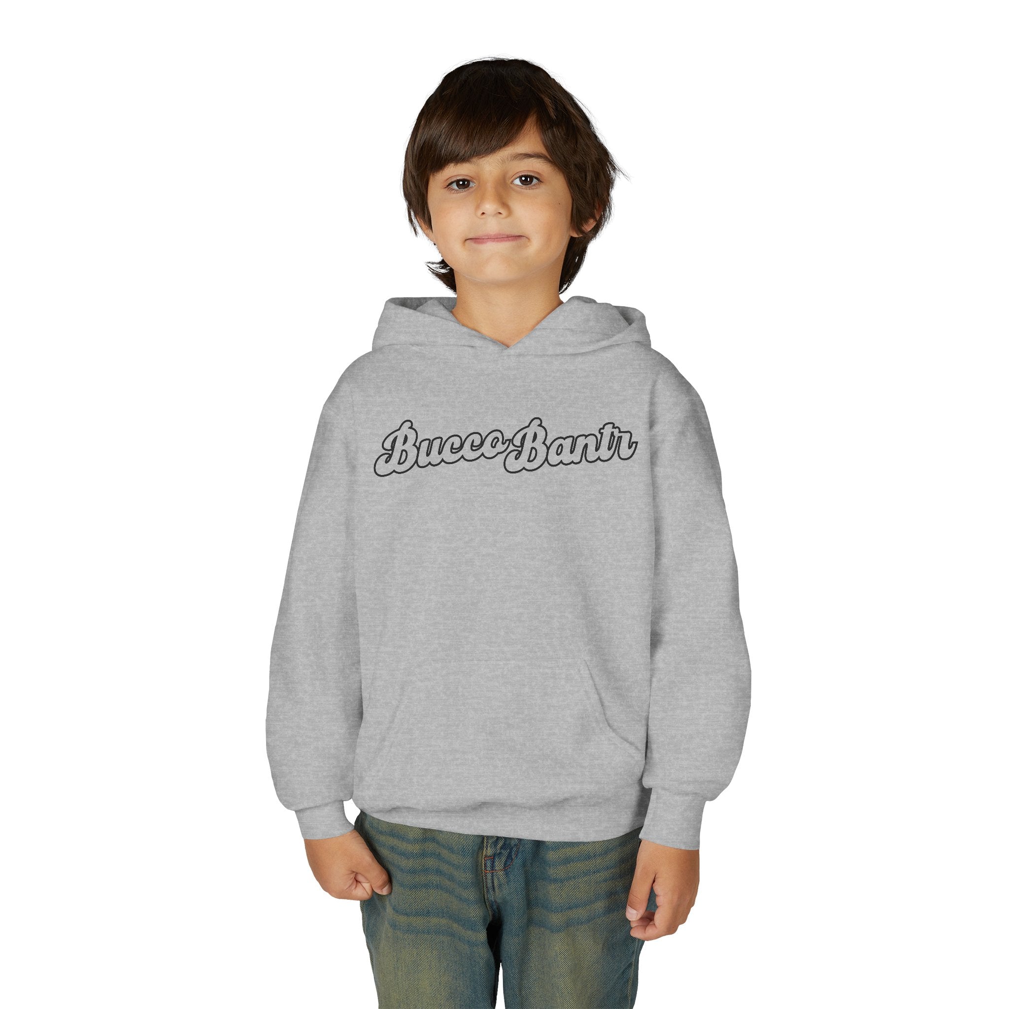 Youth Hoodie — 'Bucco Bantr' Retro Script Logo Kids Pullover